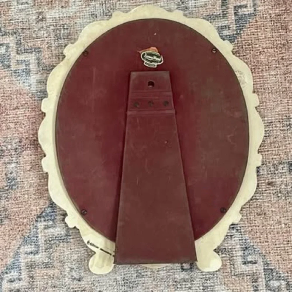 Vintage Syroco Inc Weathered Off White Easel Vanity Oval Mirrored